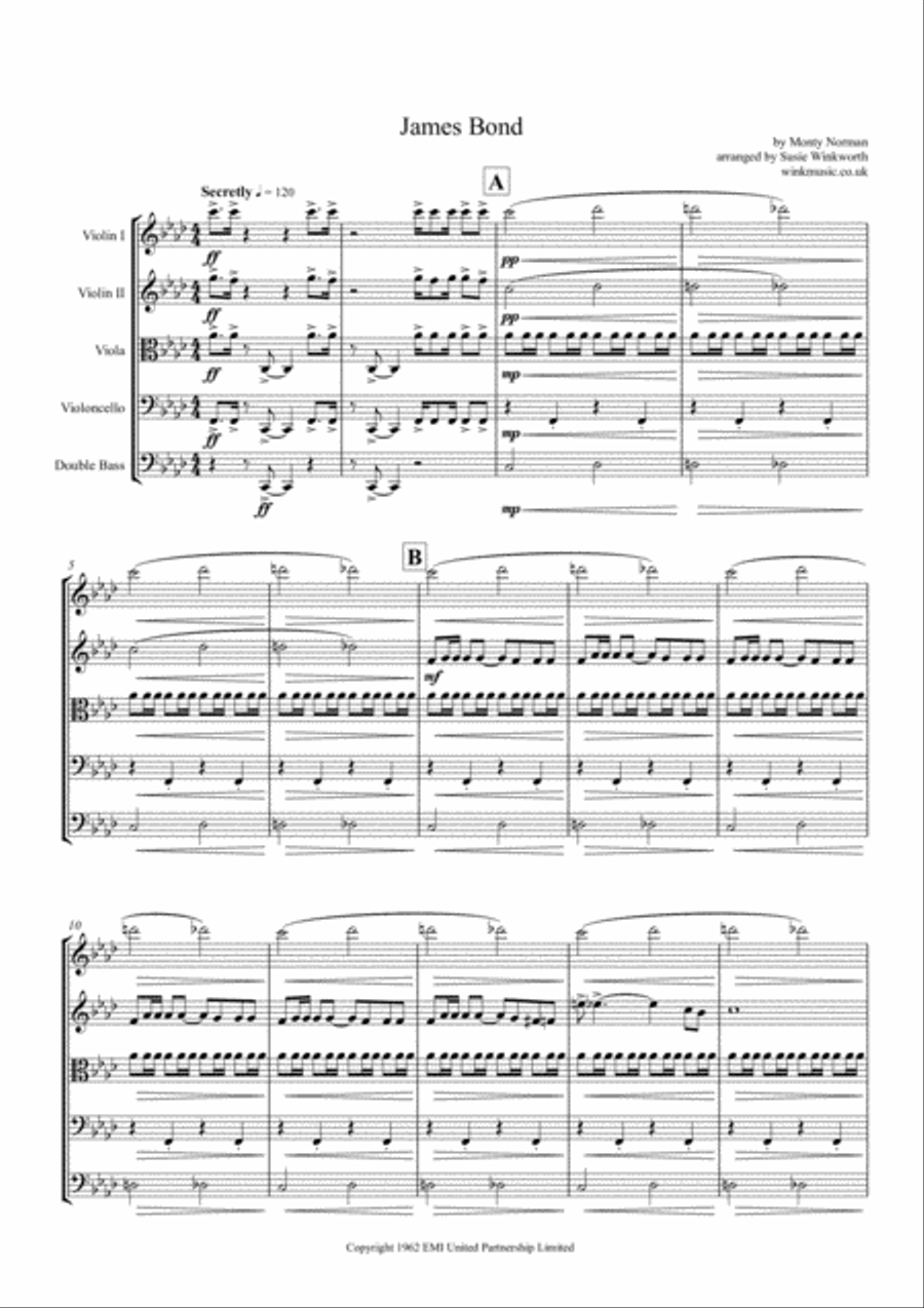 James Bond Theme String Orchestra scores gallery preview page 1