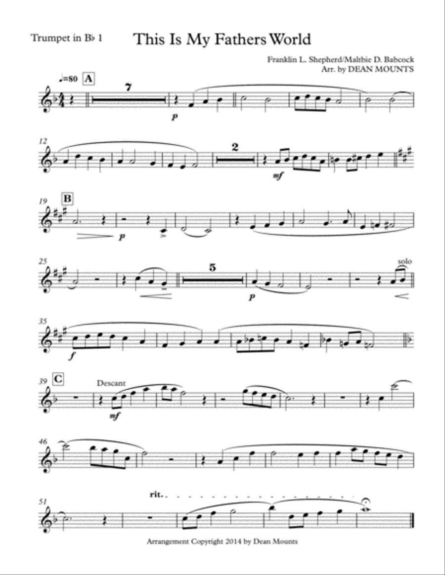 This Is My Father's World Brass Ensemble scores gallery preview page 4
