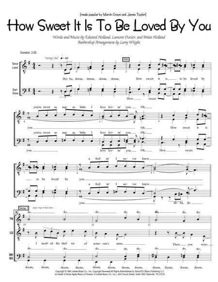 How Sweet It Is (to Be Loved By You) by James Taylor TTBB - Digital Sheet Music