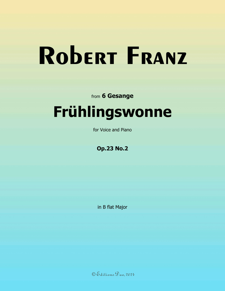 Fruhlingswonne, by Robert Franz, in B flat Major Voice scores gallery preview page 1
