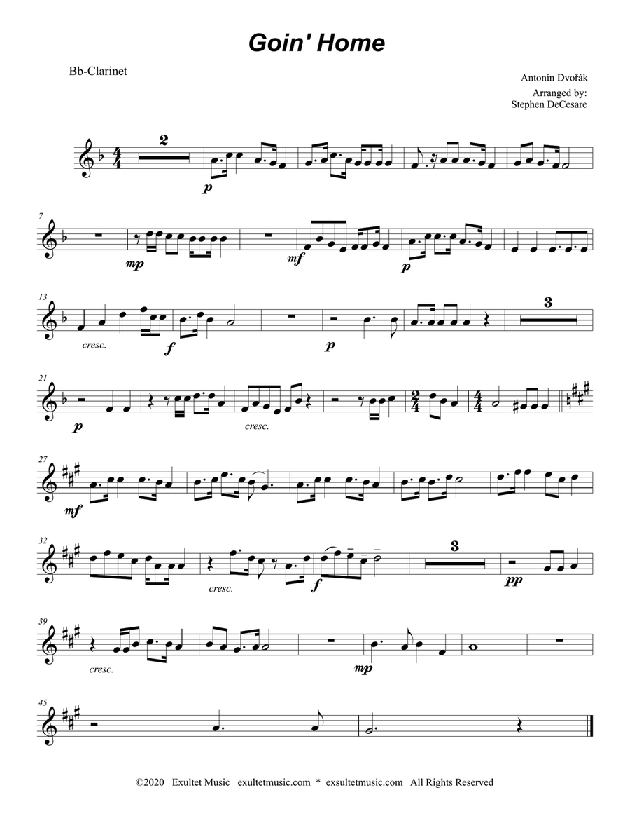 Goin' Home (Duet for Flute and Bb-Clarinet) Woodwind Duet scores gallery preview page 4