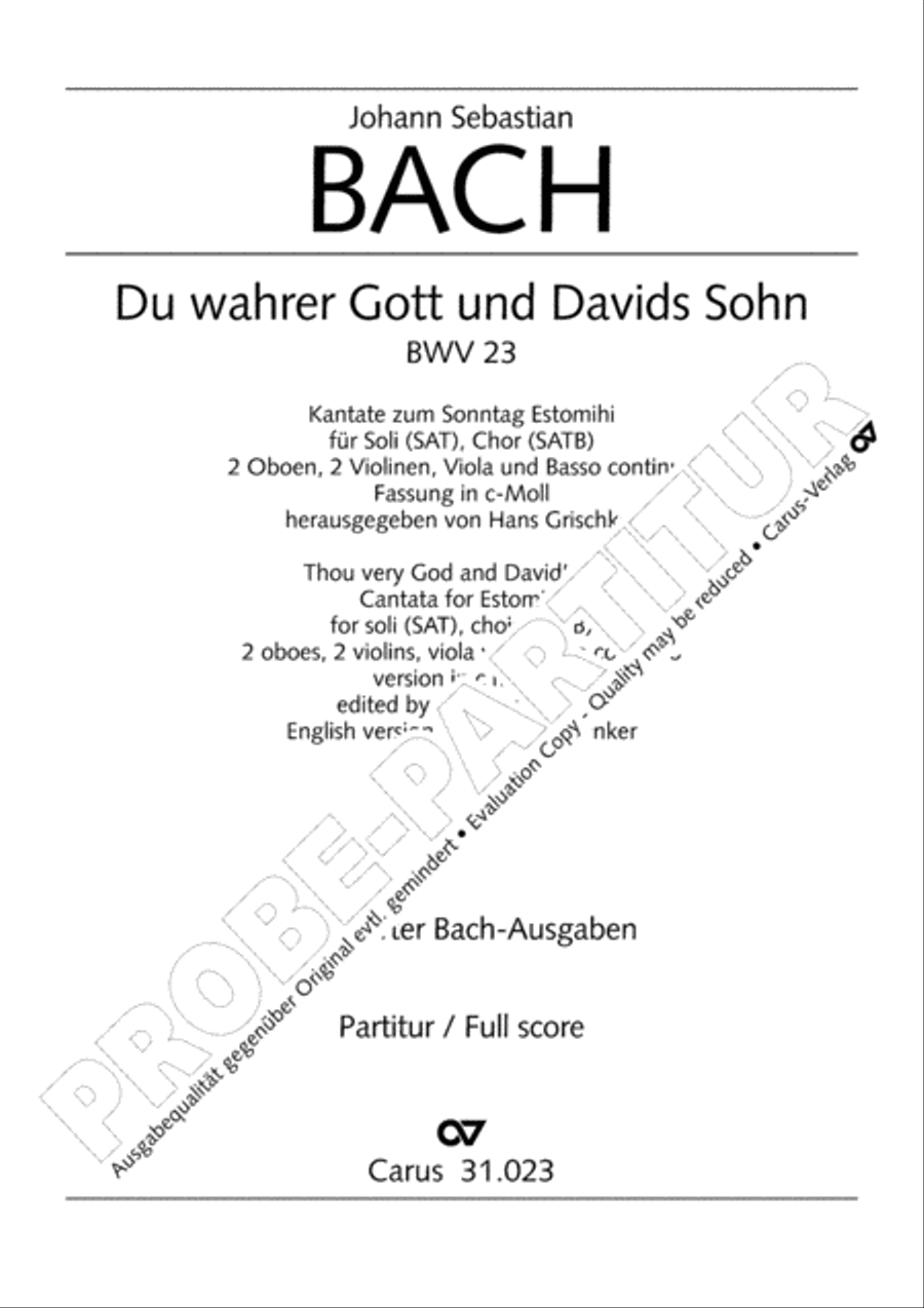 Thou very God and David's Son (3rd version) (Du wahrer Gott und Davids Sohn)