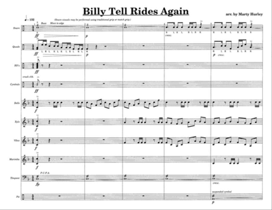 Billy Tell Rides Again w/Tutor Tracks Percussion Ensemble scores gallery preview page 3