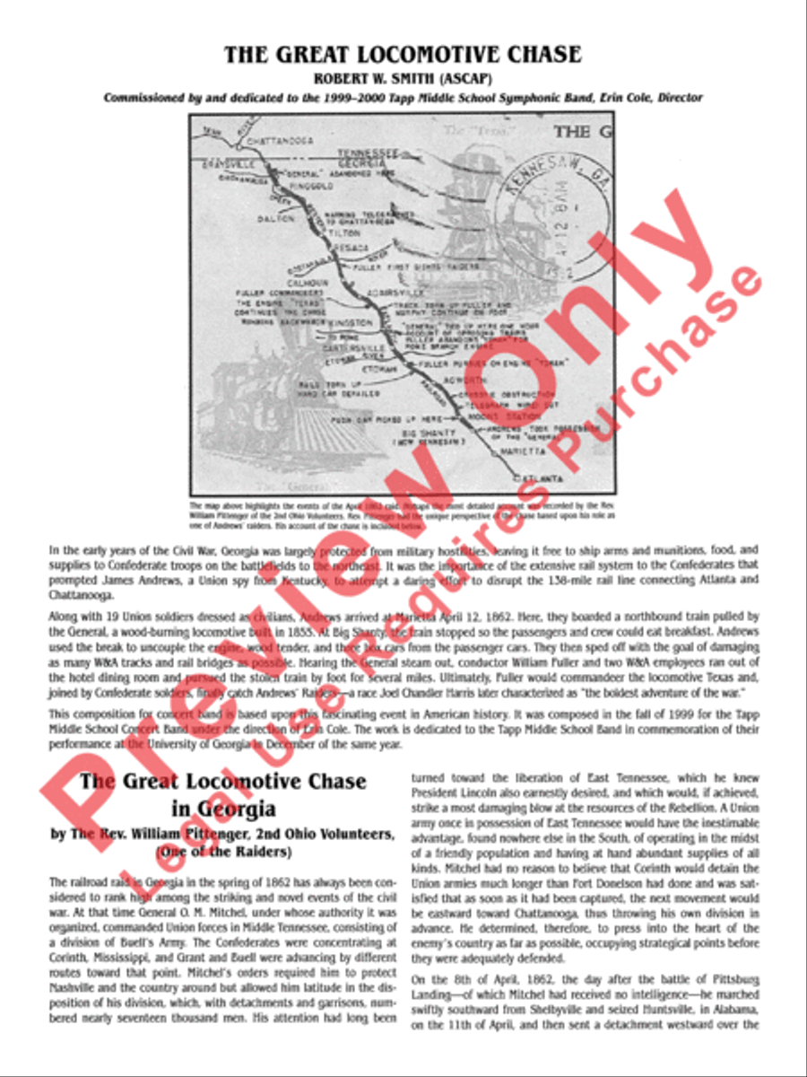 The Great Locomotive Chase Concert Band scores gallery preview page 3