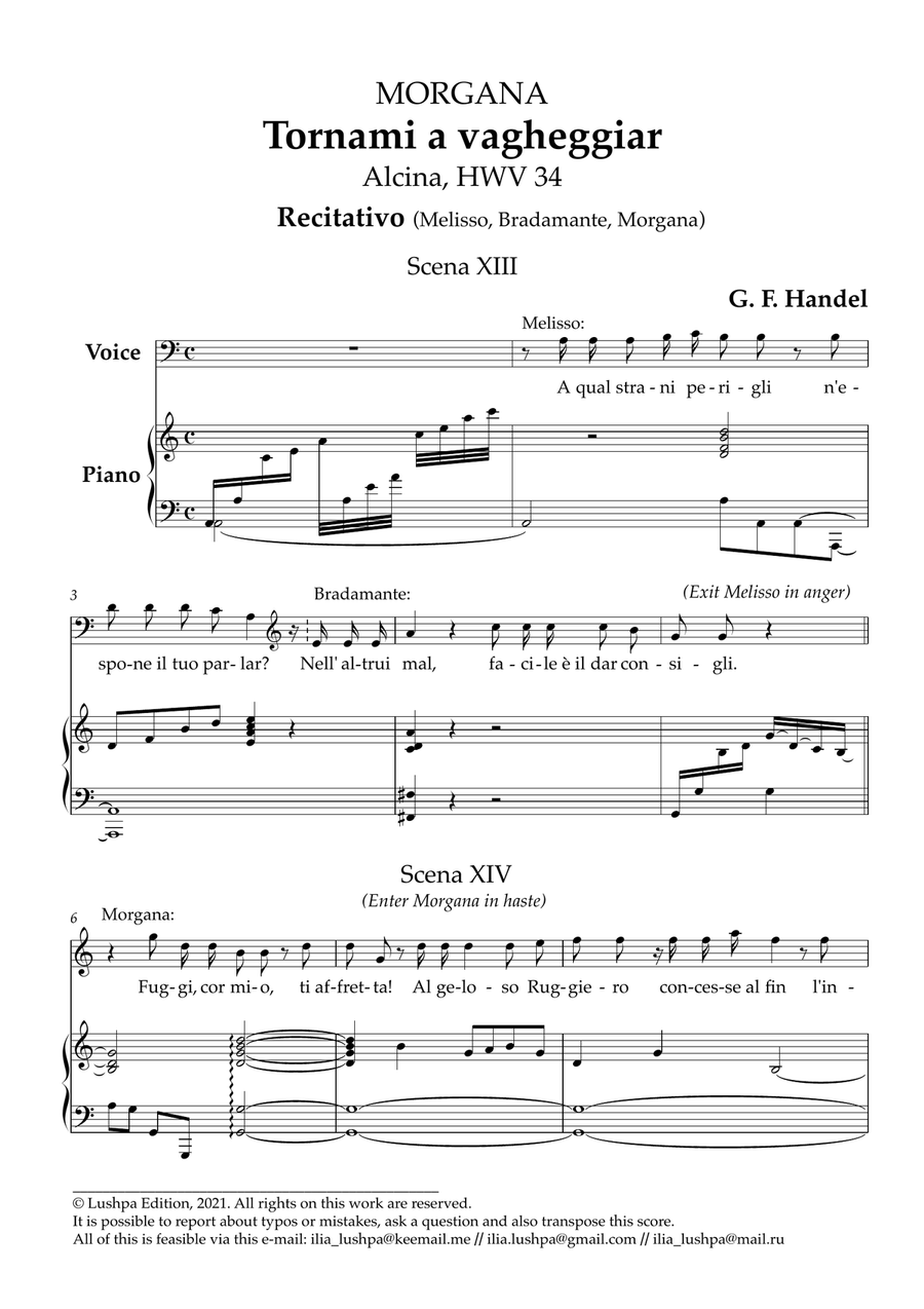 Tornami a vagheggiar Tornami a vagheggiar Piano, Vocal scores gallery preview page 3