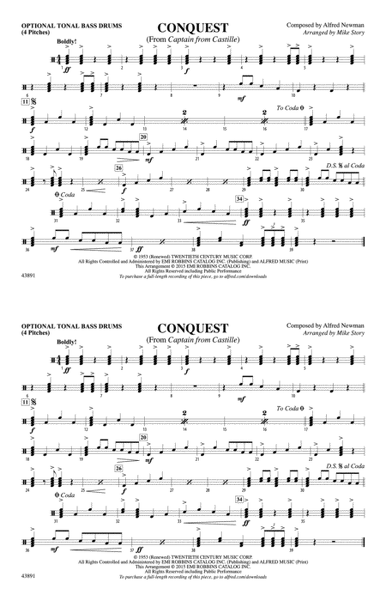 Conquest (from Captain from Castille): Tonal Bass Drum