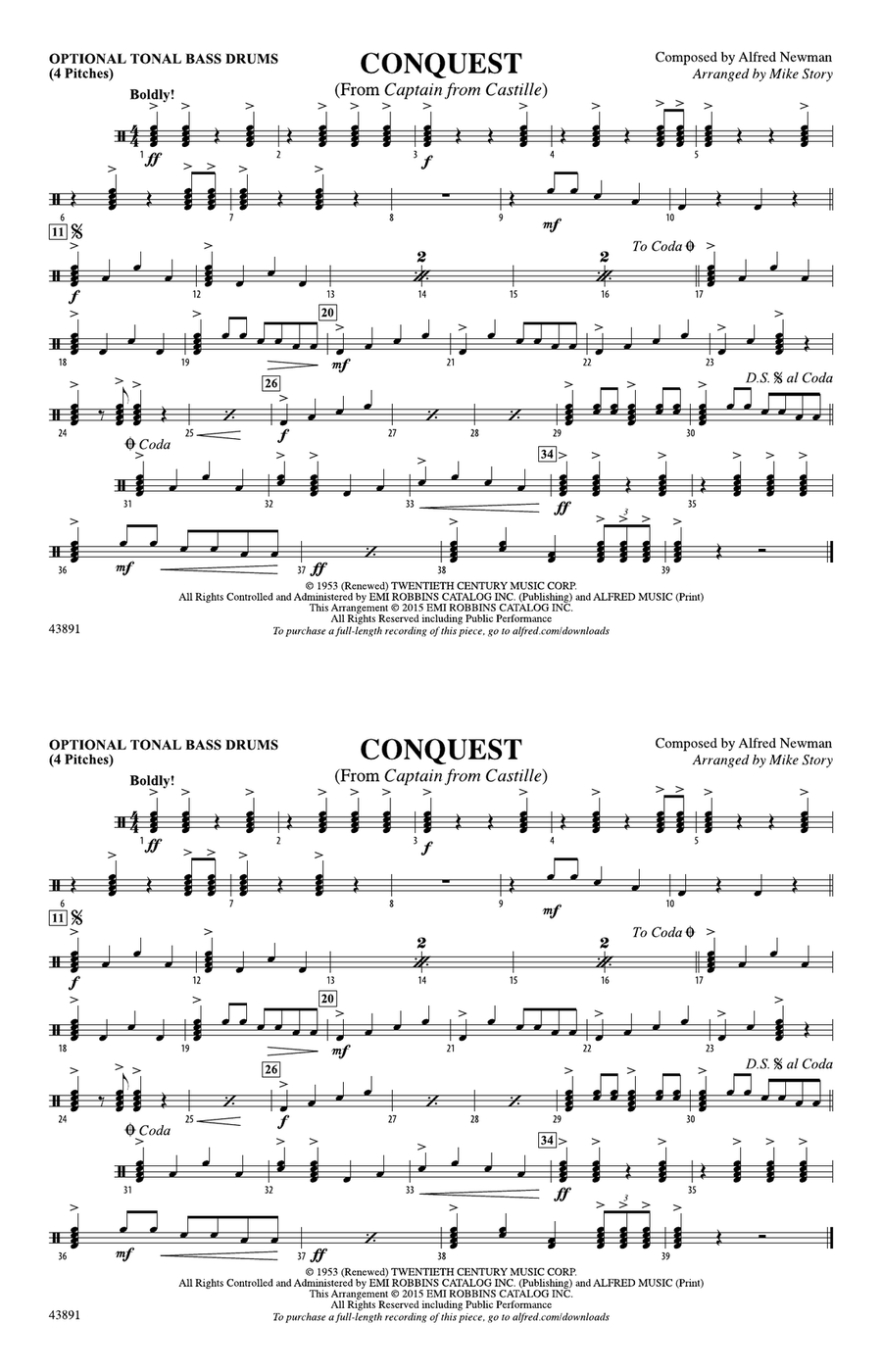 Conquest (from Captain from Castille): Tonal Bass Drum