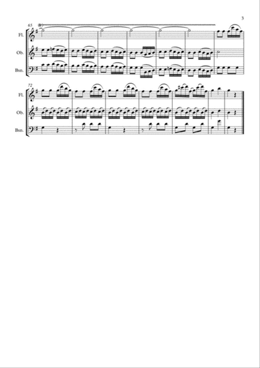 Beethoven: Suite for Mechanical Organ (Clock) WoO 33 Mvt. 3 Allegro - mixed wind trio Woodwind Trio scores gallery preview page 3