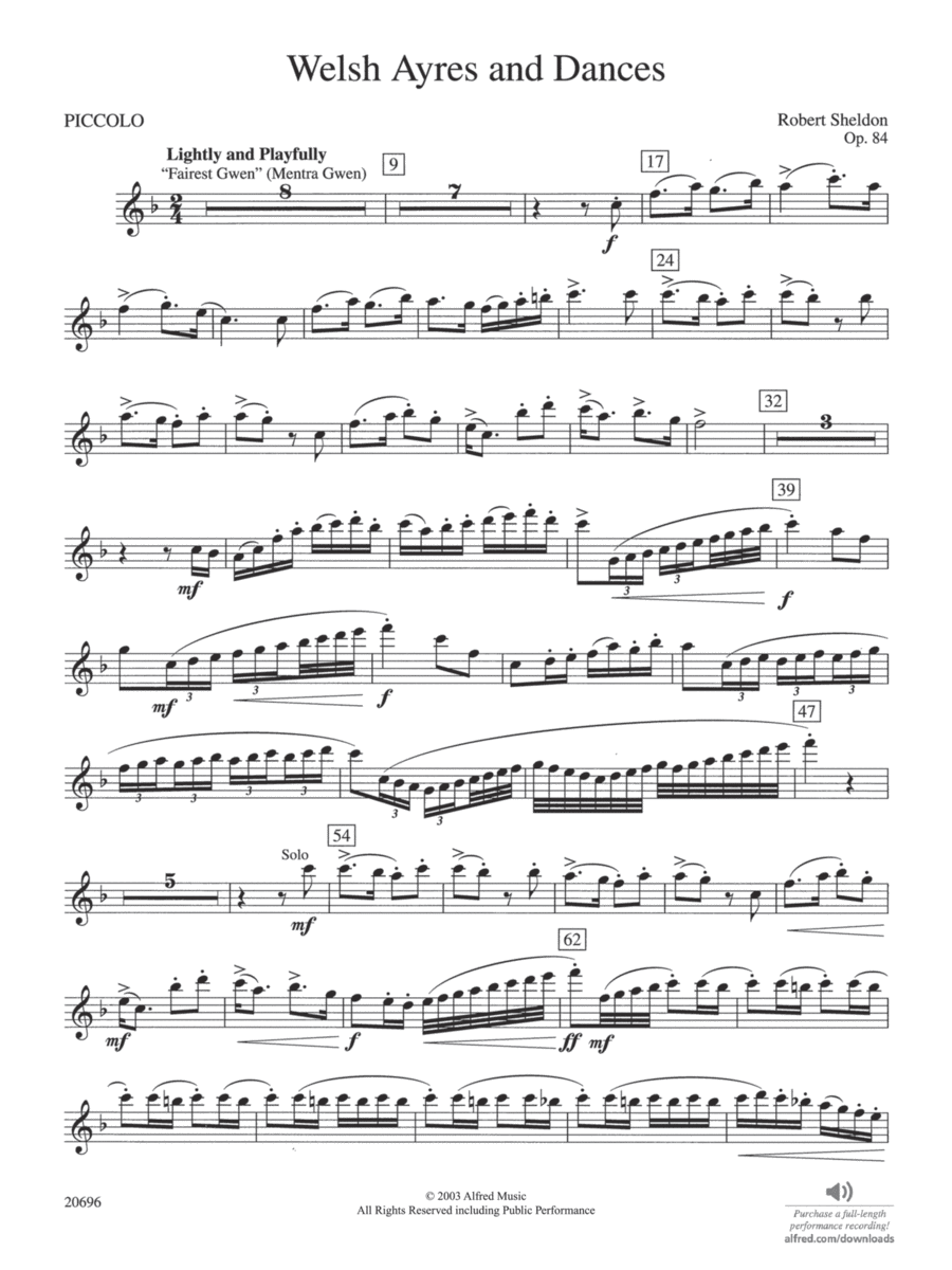 Welsh Ayres & Dances: Piccolo Concert Band scores gallery preview page 1