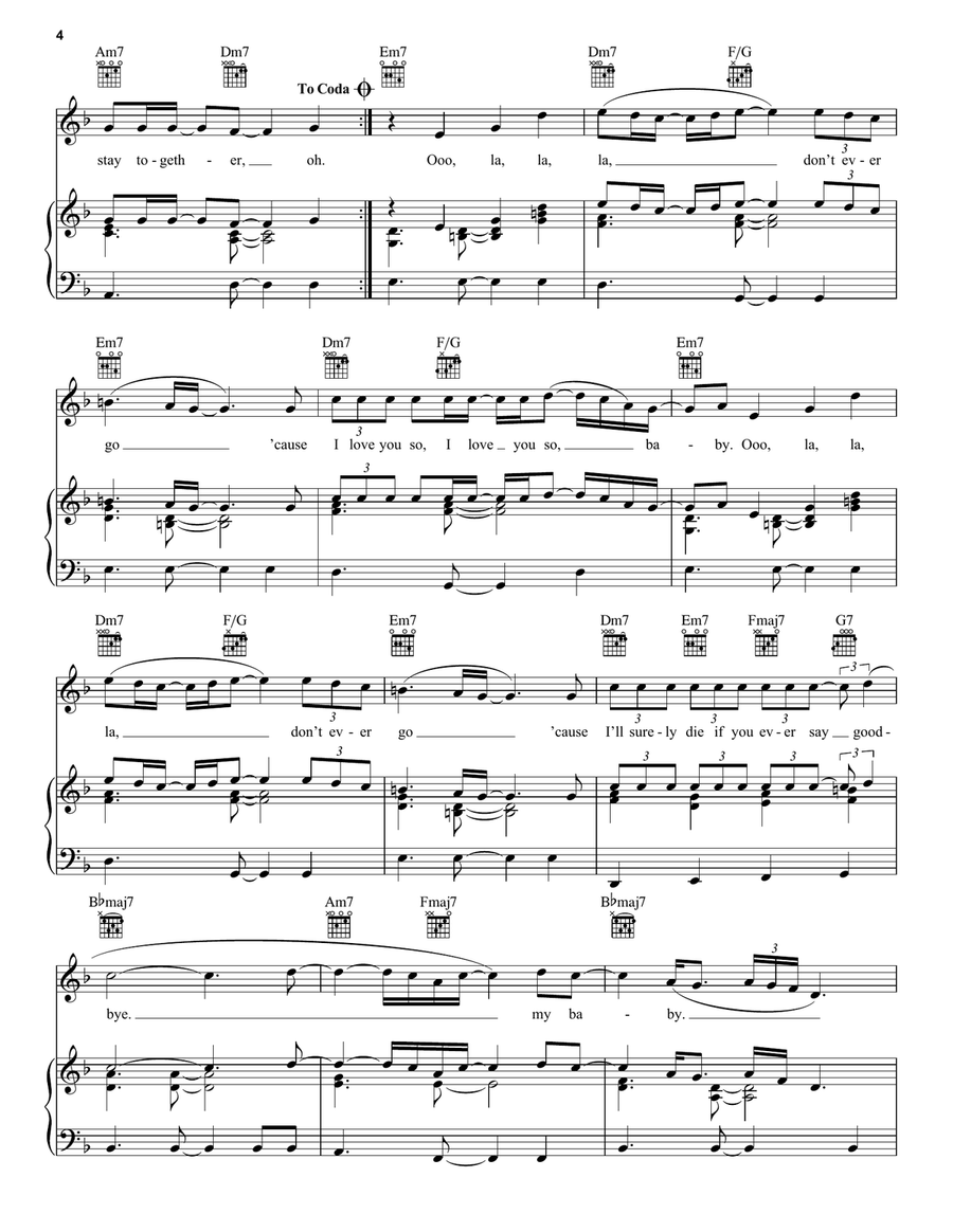 Ooo La La La Piano, Vocal, Guitar scores gallery preview page 4