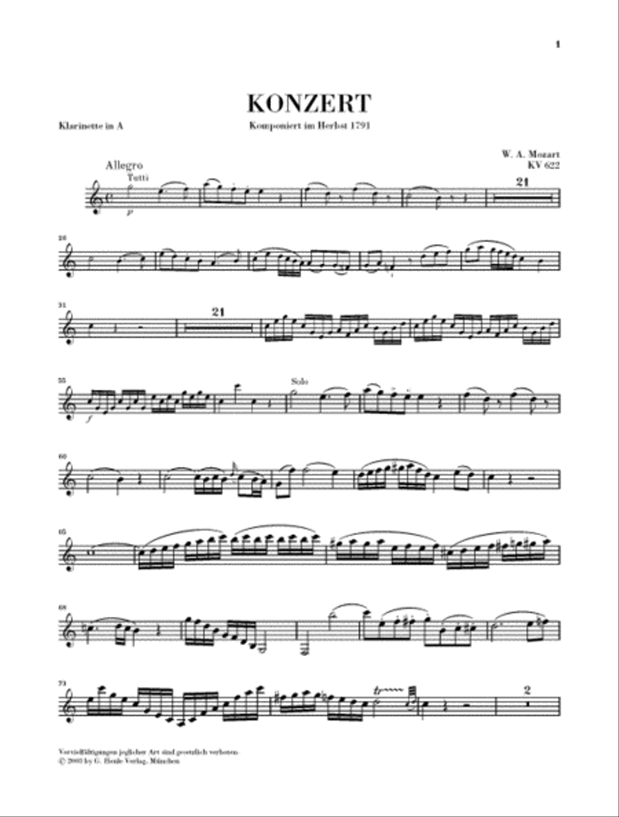 Clarinet Concerto in A Major, K. 622