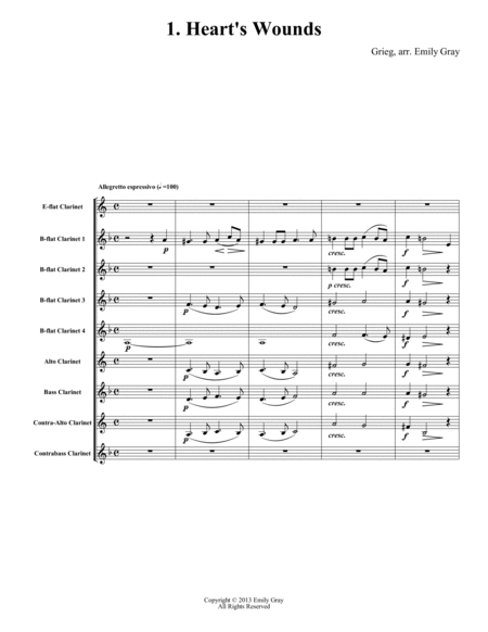 Two Elegiac Melodies for Clarinet Choir (Score)