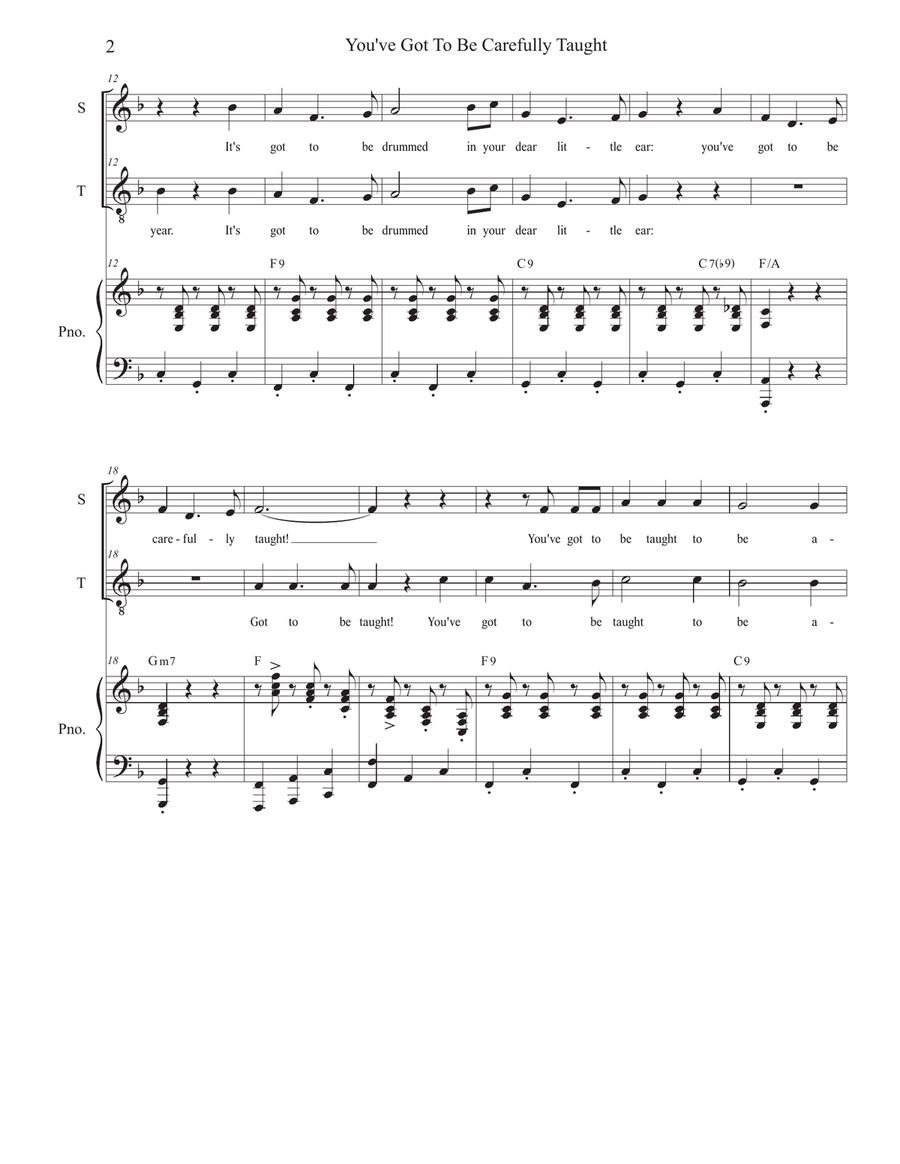 You've Got To Be Carefully Taught 2-Part scores gallery preview page 2