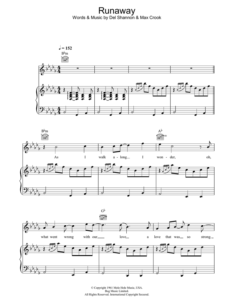 Runaway Piano, Vocal, Guitar scores gallery preview page 1