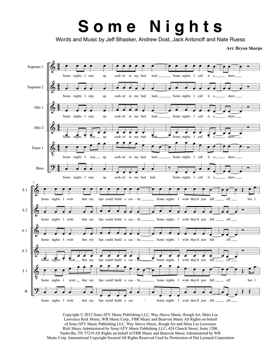Some Nights 4-Part scores gallery preview page 1