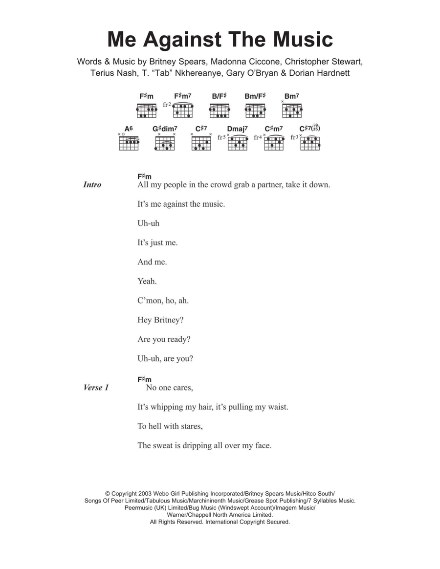 Me Against The Music Acoustic Guitar scores gallery preview page 1