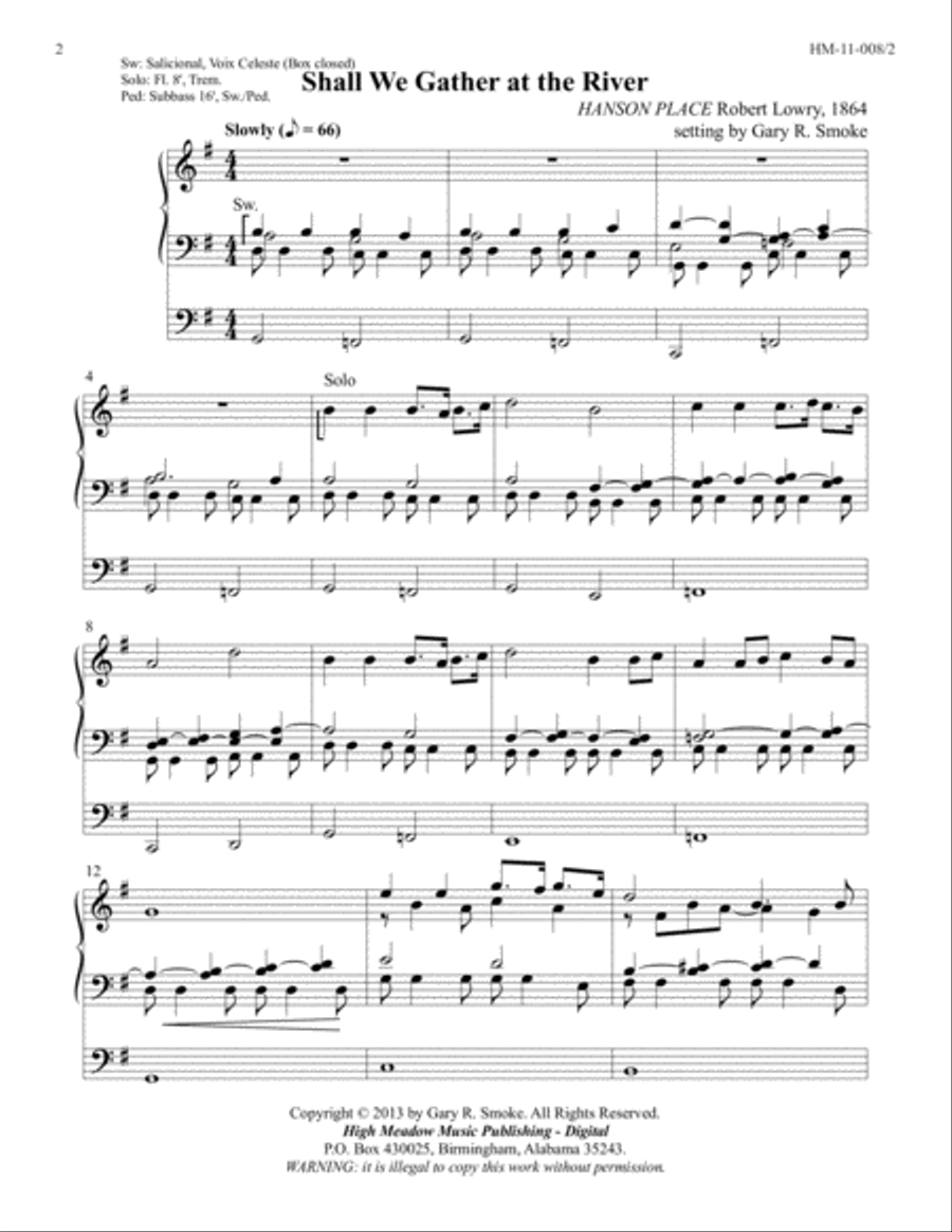 Shall We Gather at the River Organ Solo scores gallery preview page 2