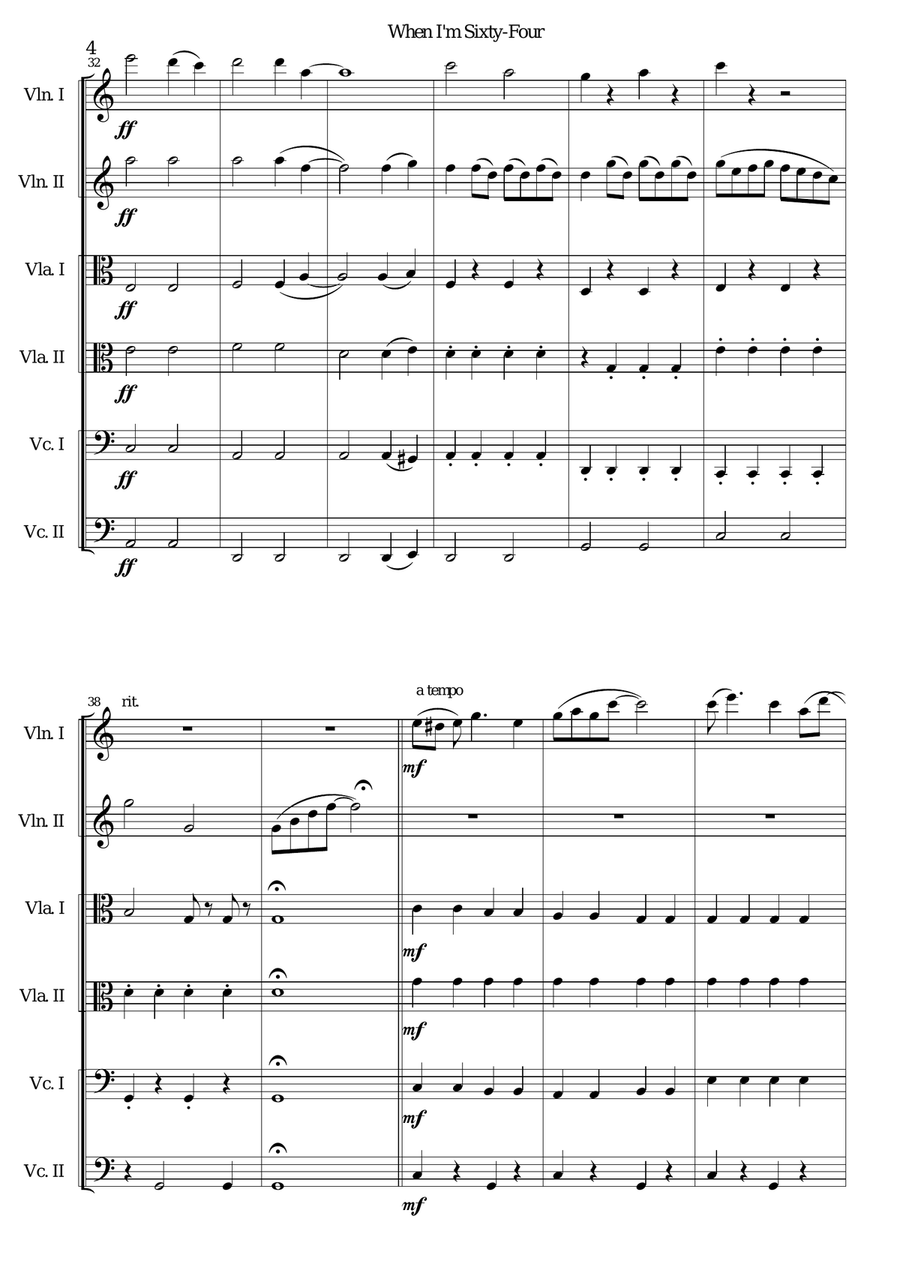 When I'm Sixty-Four Small Ensemble scores gallery preview page 4