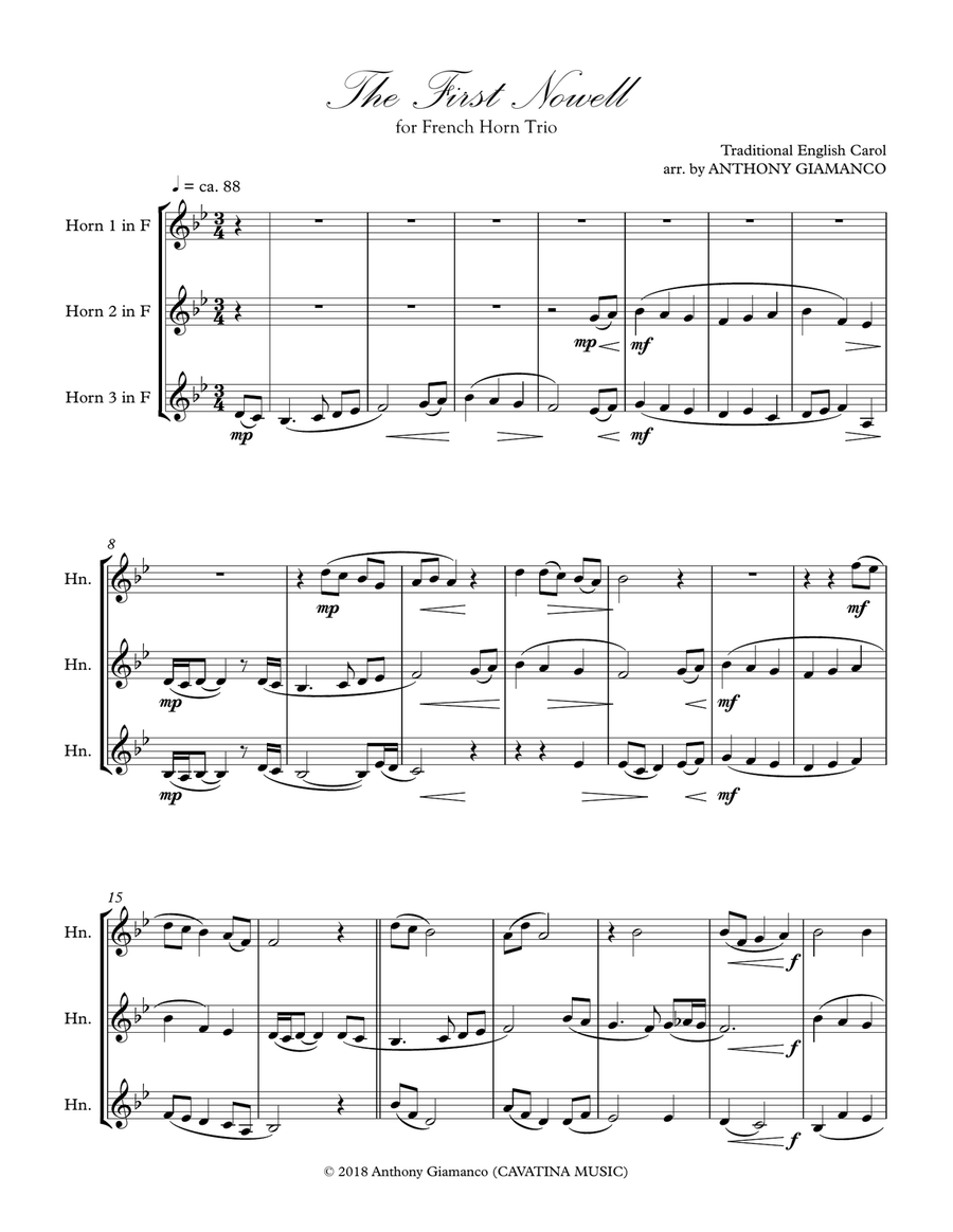 The First Nowell (French horn trio) Brass Trio scores gallery preview page 2