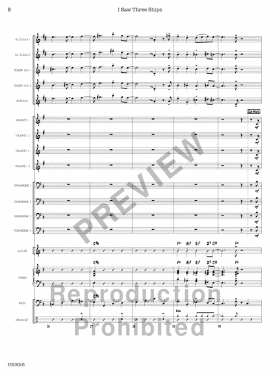 I Saw Three Ships Jazz Ensemble scores gallery preview page 9