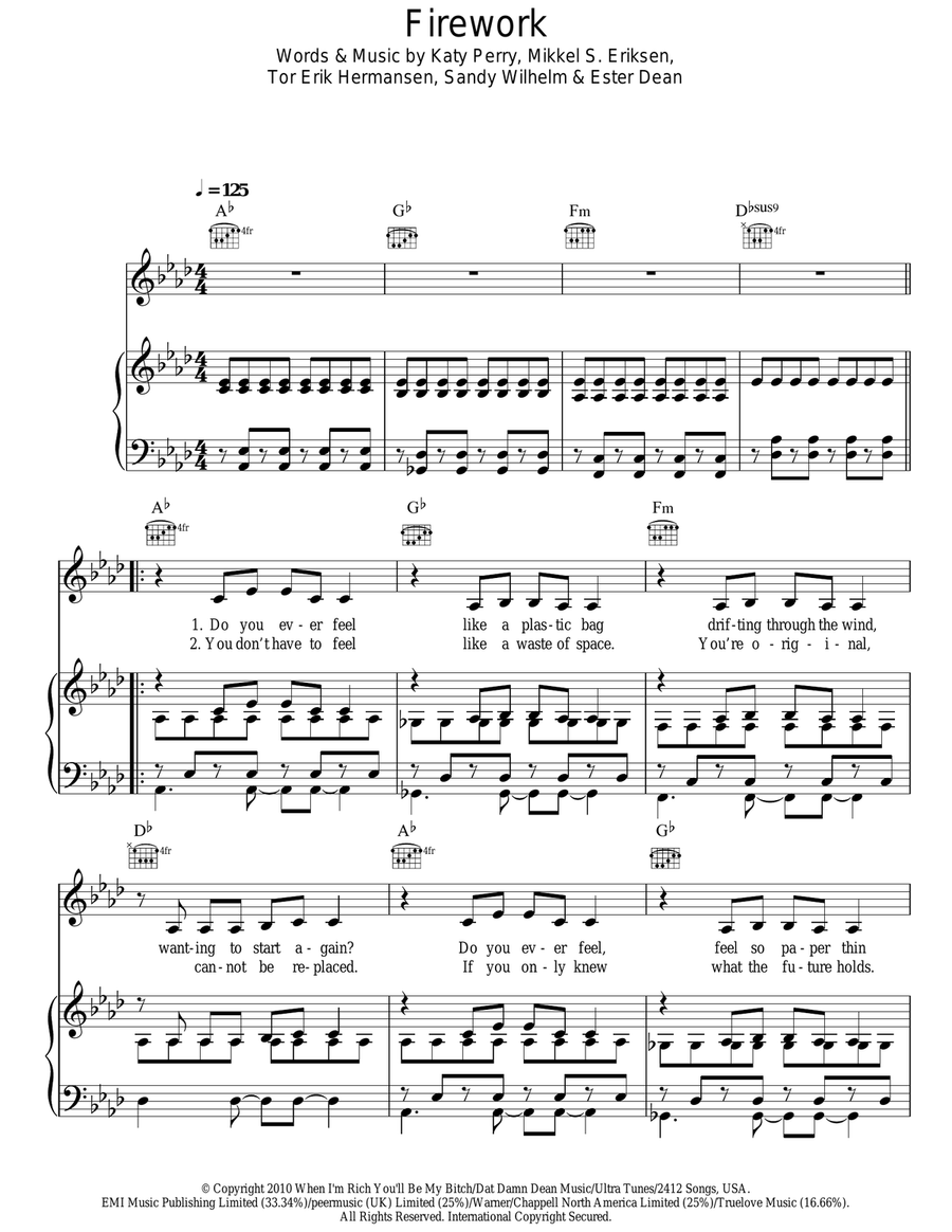 Firework Acoustic Guitar scores gallery preview page 1