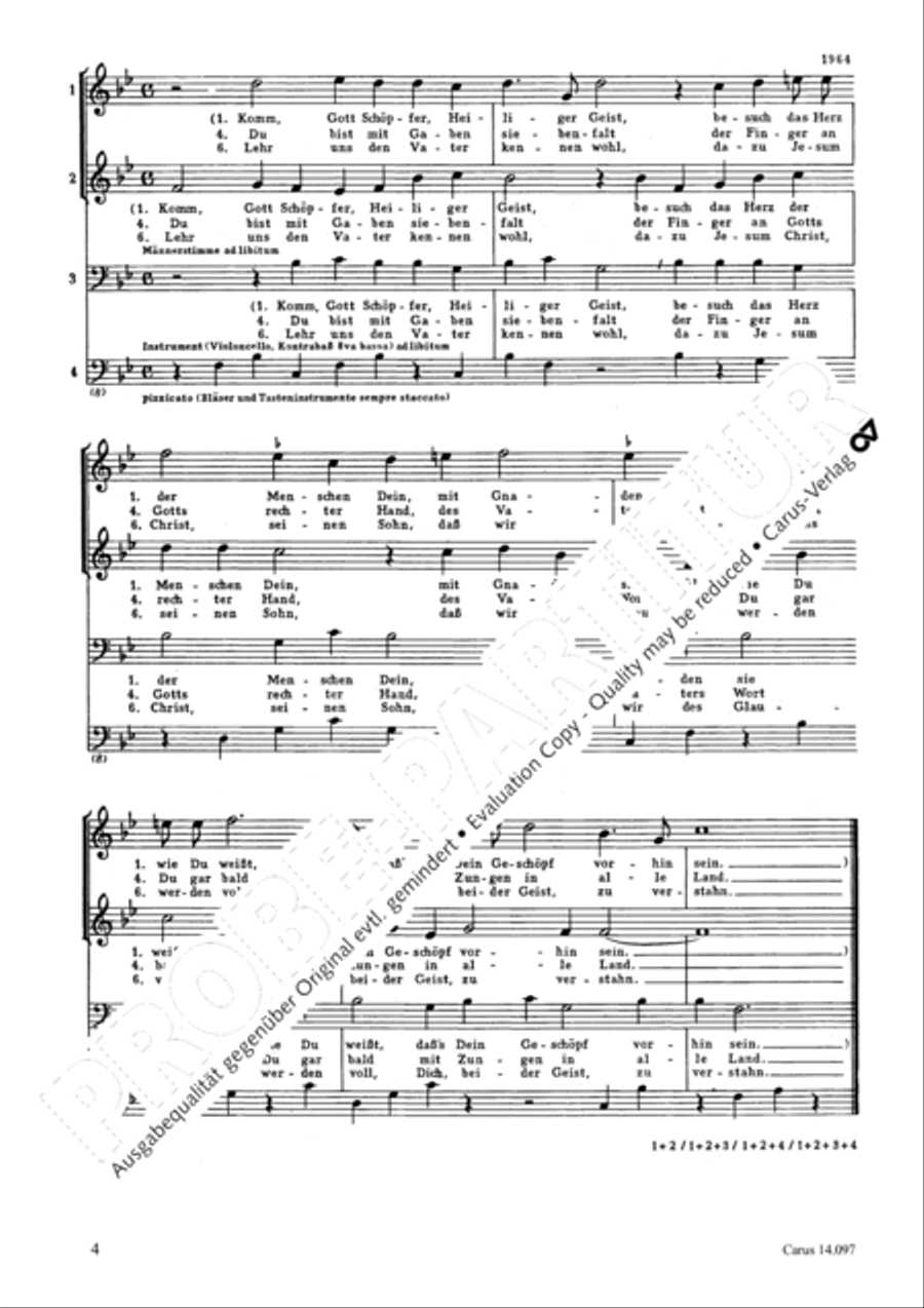 Come, Holy Ghost, our souls inspire (Komm, Gott Schopfer, Heiliger Geist) Choir scores gallery preview page 3