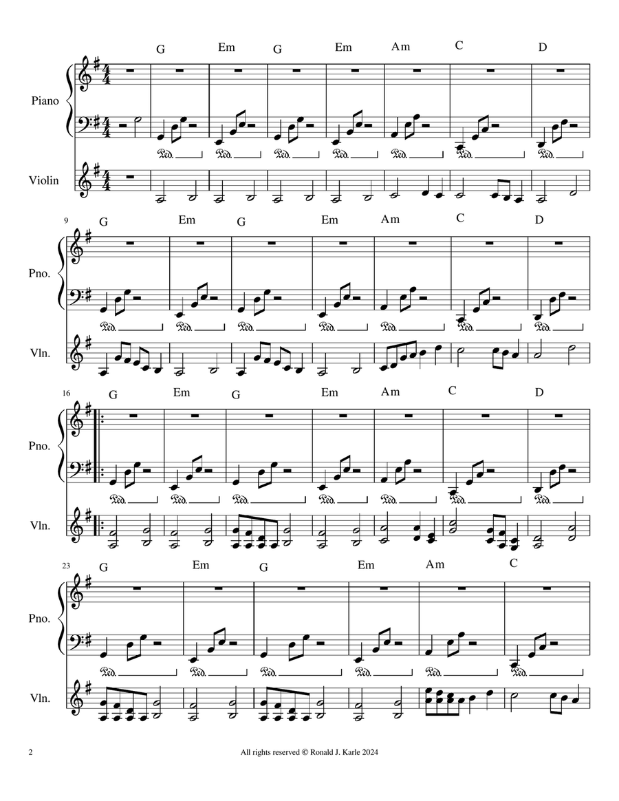 Meditation Nine for Violin and Piano Violin Solo scores gallery preview page 2