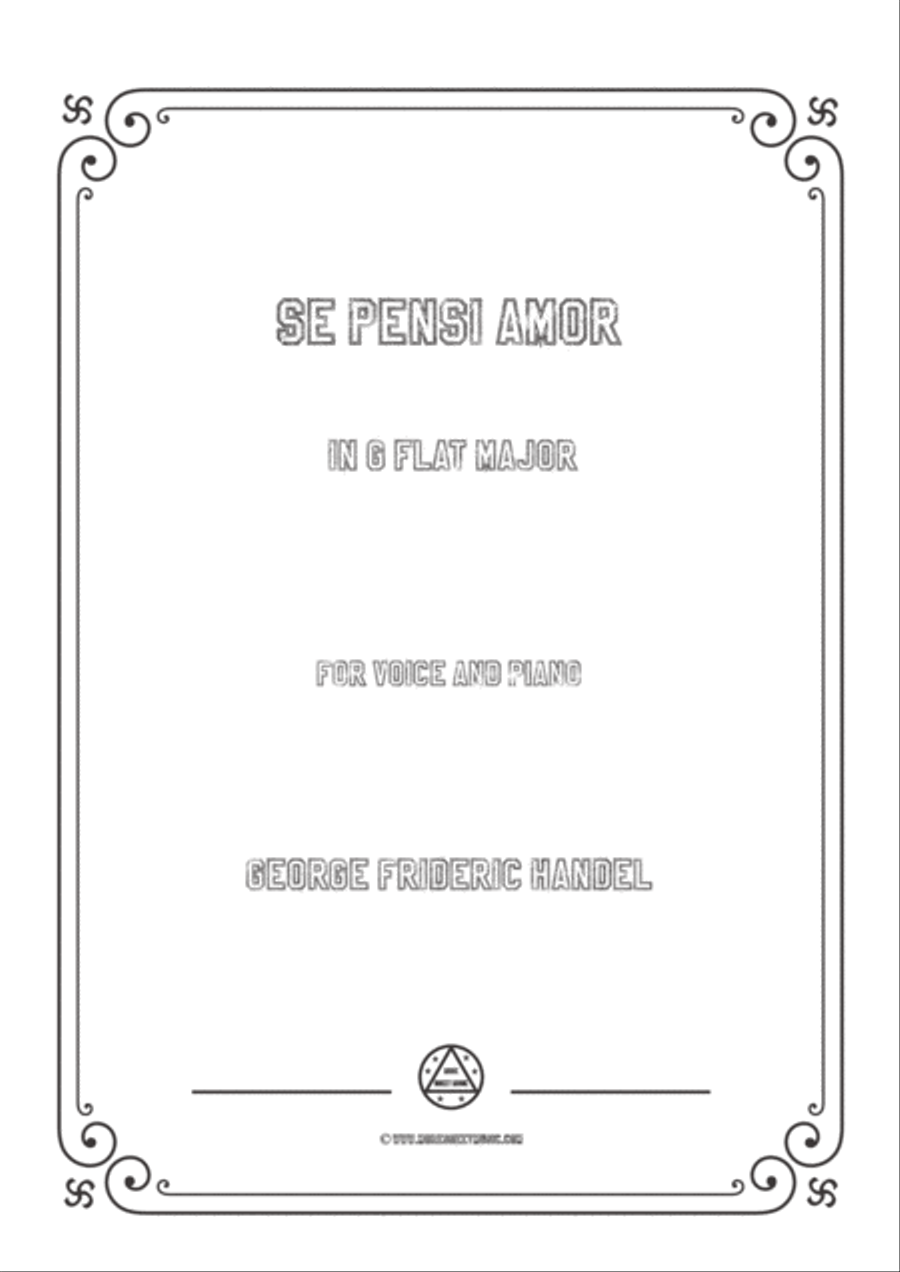Handel-Se pensi amor in G flat Major,for Voice and Piano Voice Solo scores gallery preview page 1