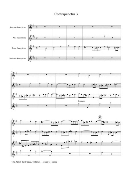 The Art of the Fugue, Volume 1 (Contrapunctus 1, 3, 5, 9) for Saxophone Quartet