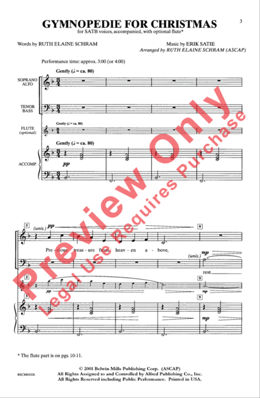 Gymnopedie for Christmas 4-Part scores gallery preview page 2