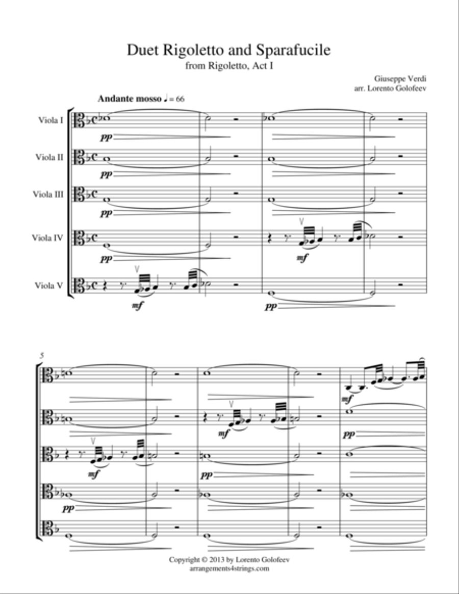 Duet Rigoletto and Sparafucile from Rigoletto Viola Solo scores gallery preview page 1