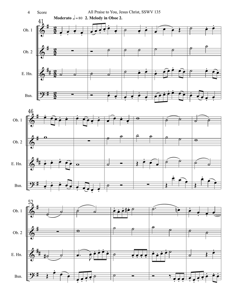 Samuel Scheidt - All Praise to You, Jesus - Double Reed Quartet Woodwind Ensemble scores gallery preview page 5