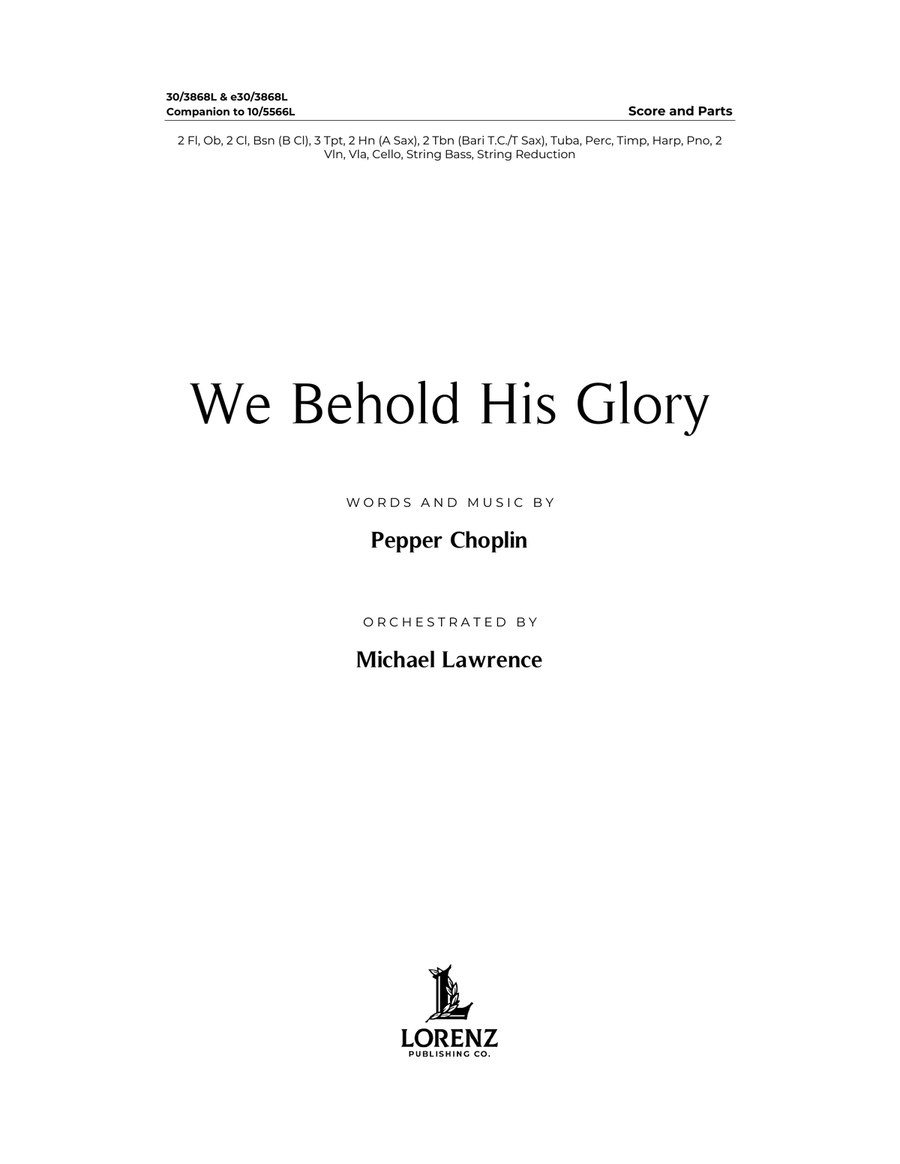We Behold His Glory - Downloadable Orchestral Score and Parts Score scores gallery preview page 1