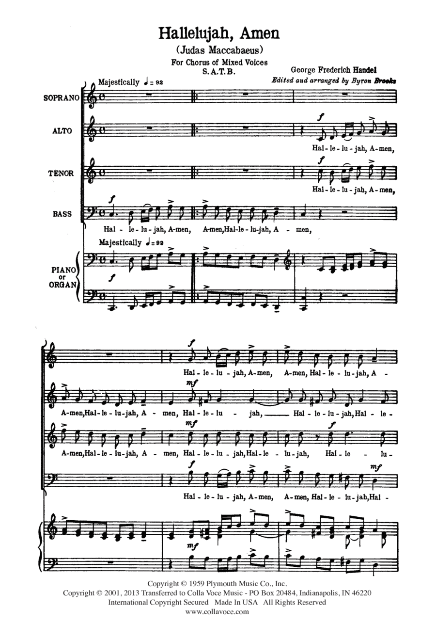 Hallelujah, Amen 4-Part scores gallery preview page 1