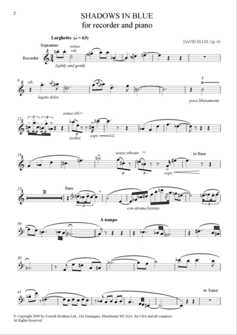 Shadows in Blue Alto Recorder scores gallery preview page 2