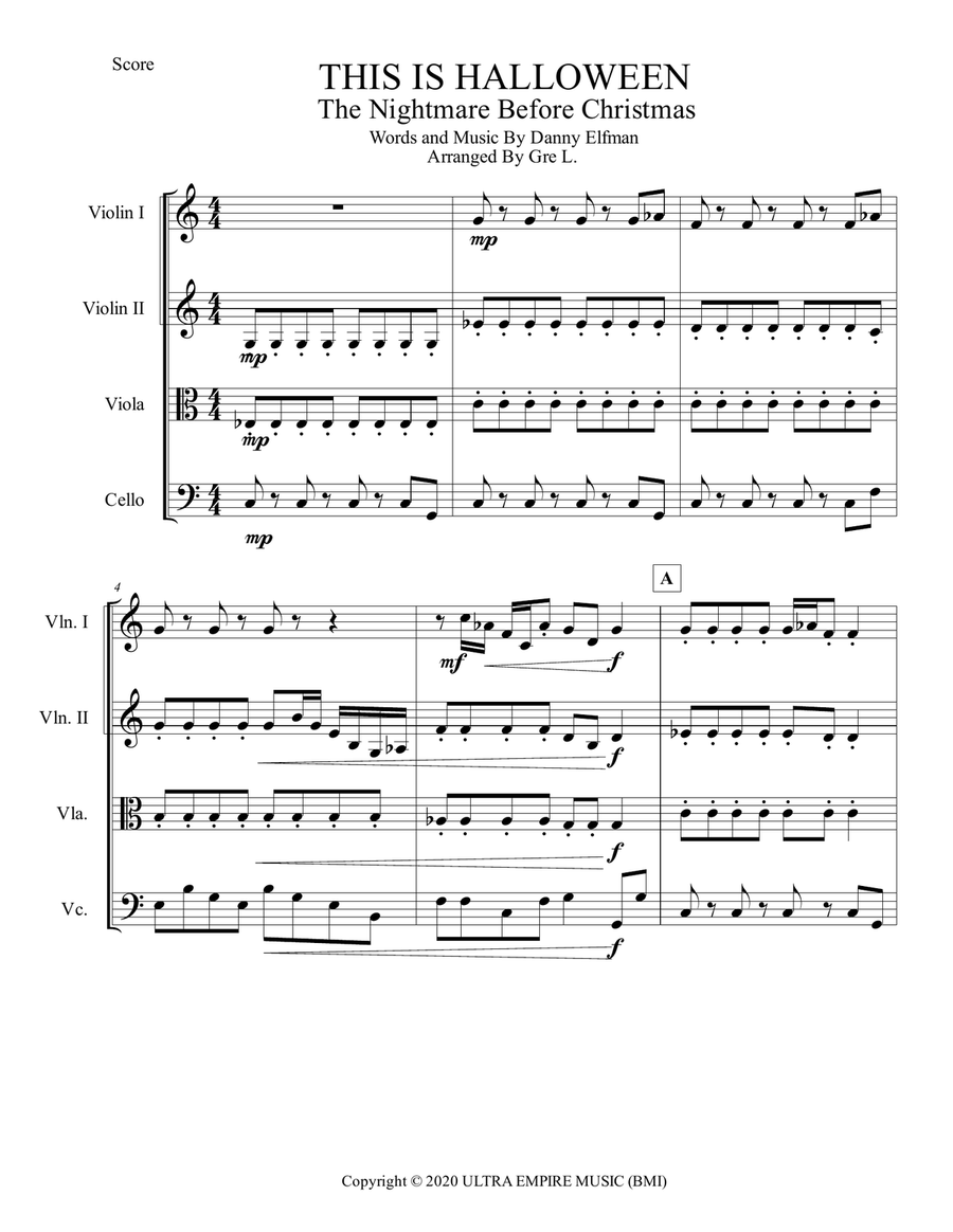 This Is Halloween String Quartet scores gallery preview page 1