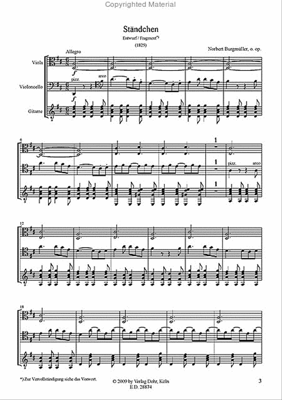 Ständchen für Viola, Violoncello und Gitarre D-Dur (1825) Cello scores gallery preview page 2