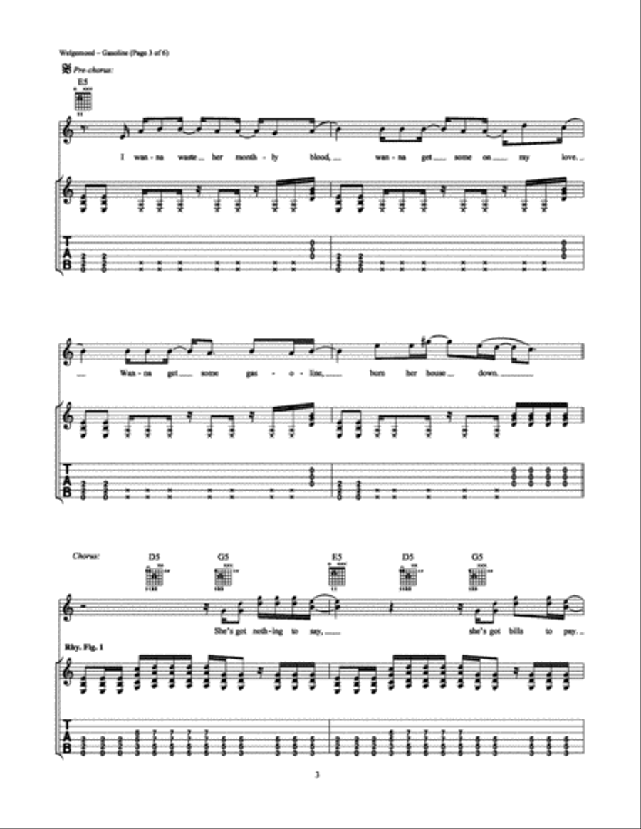 Gasoline Gasoline Electric Guitar scores gallery preview page 3