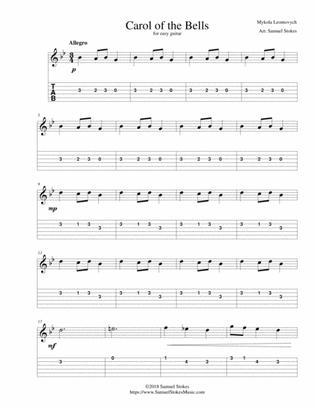 Carol of the Bells - for easy guitar with TAB
