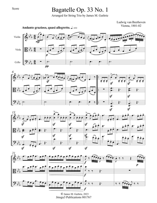 Beethoven: Seven Bagatelles Op. 33 Complete for String Trio
