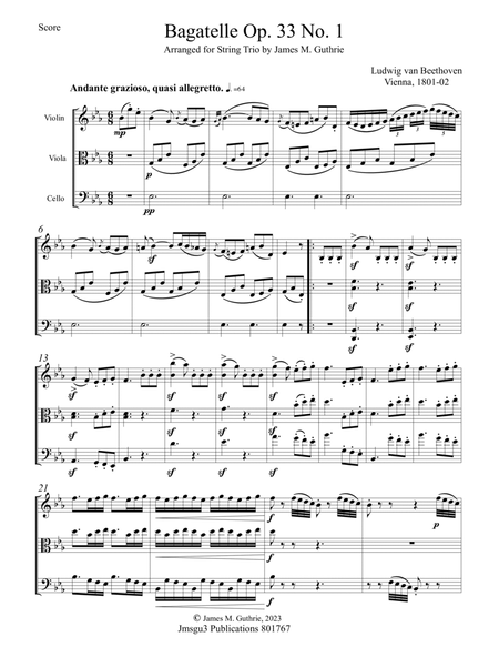 Beethoven: Seven Bagatelles Op. 33 Complete for String Trio image number null
