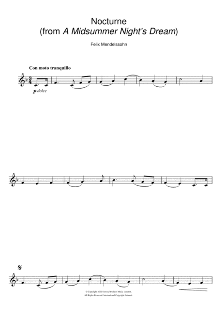 Nocturne (from A Midsummer Night's Dream) Clarinet Solo scores gallery preview page 1