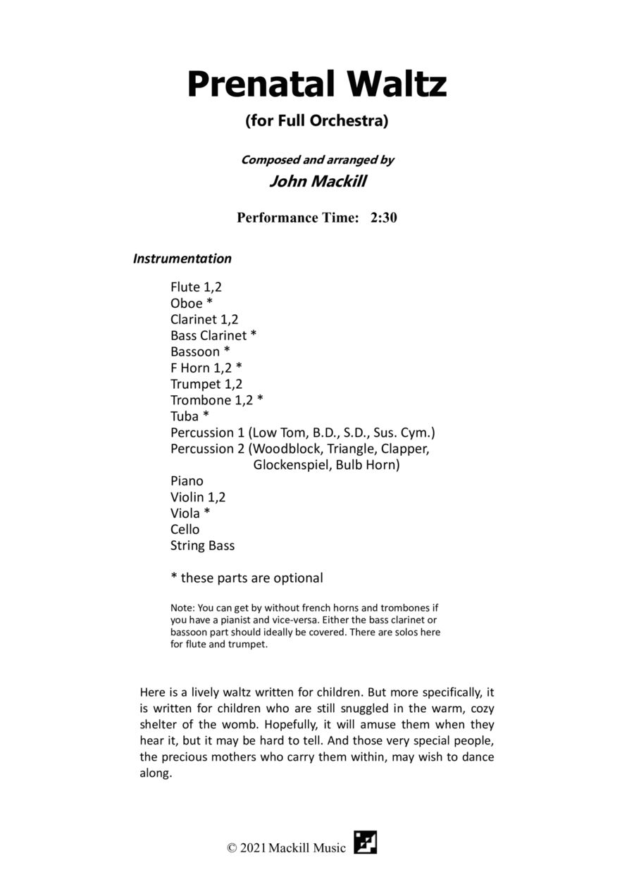 Prenatal Waltz Full Orchestra scores gallery preview page 1
