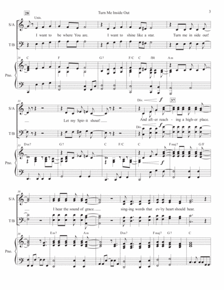 Turn Me Inside Out - SATB Choir - Contemporary Gospel Style - Upbeat Spiritual Song image number null