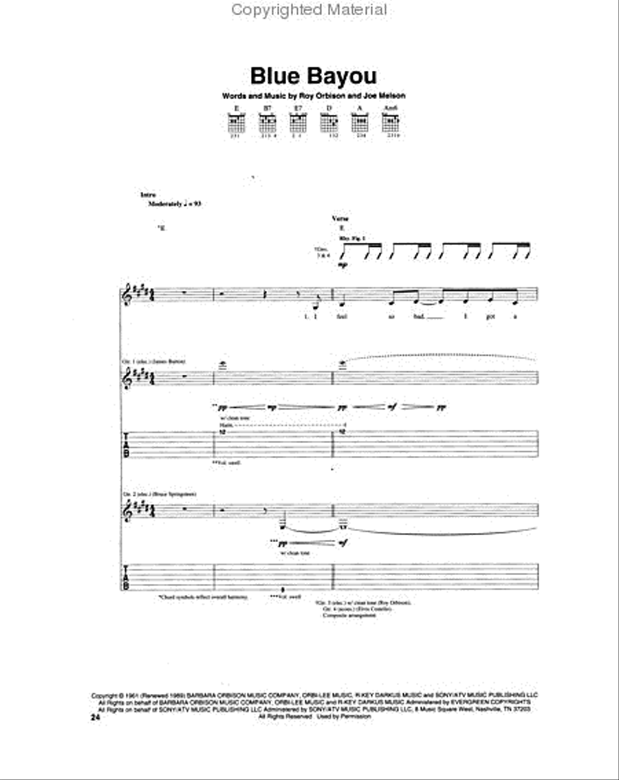 Roy Orbison - Black & White Night Electric Guitar scores gallery preview page 4