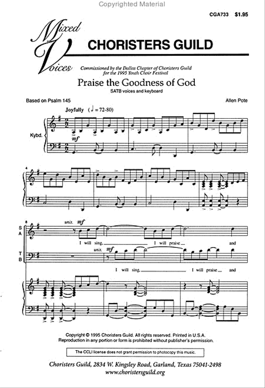 Praise the Goodness of God 4-Part scores gallery preview page 2