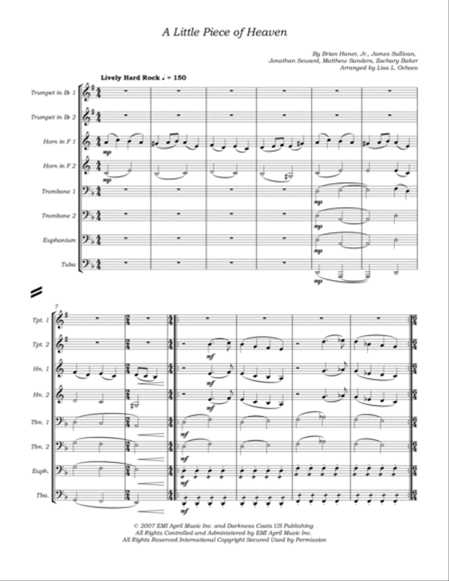 A Little Piece Of Heaven Brass Band scores gallery preview page 5