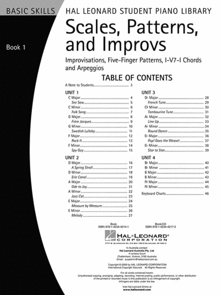 Scales, Patterns and Improvs - Book 1