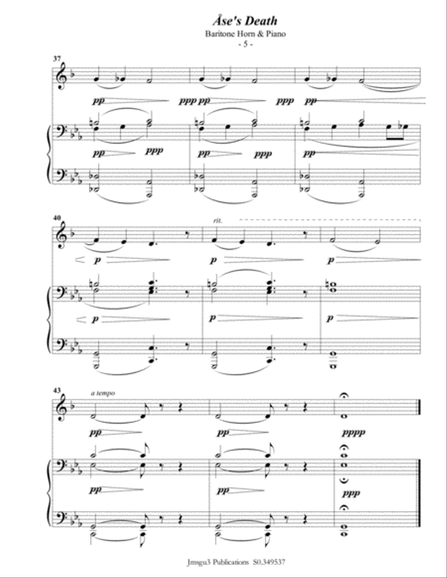 Grieg: Ase's Death from Peer Gynt Suite for Baritone Horn & Piano Brass Duet scores gallery preview page 6