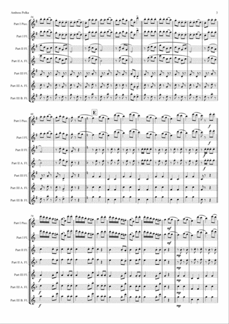 Amboss-Polka - German Polka - Oktoberfest - Flute Trio Flute Trio scores gallery preview page 3